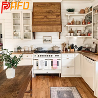 Design créatif en bois massif style shaker américain moderne laqué armoire de cuisine personnalisée avec îlot