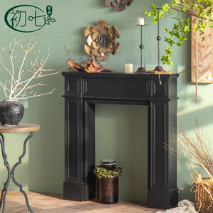 American Style Console Table Wood <b>Black</b> Manual Spray <b>Paint</b> Entryway Foyer Living Room Decor <b>Fireplace</b> Shelf - Product Image 2
