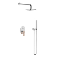 Ensemble de douche mural en cuivre avec mitigeur de pluie encastré, système de douche à faible hauteur pour salle de bain