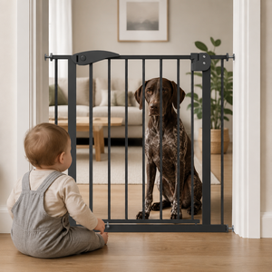 Barrière de sécurité réglable en fer et ABS de haute qualité pour bébés, chats et chiens, avec fixation par bouton-pression pour escaliers et portes - Product Image 5