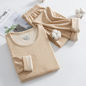 Lana, seta, vestiti autunnali, set di biancheria intima termica da uomo, camicia con fondo in peluche da <span class=keywords><strong>donna</strong></span>, riscaldamento e temperamento costante - Product Image 4