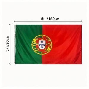 Wholesale Green Red Portuguese National <b>Flags</b> 100% Polyester 3x5 Ft with Aluminum Flagpole - Product Image 2