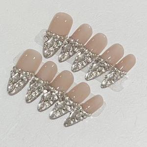 Uñas Postizas Ocean Skirt con Diseño de <span class=keywords><strong>Dobladillo</strong></span> de Cristal, Uñas Postizas de Lujo Desmontables al por Mayor - Product Image 3