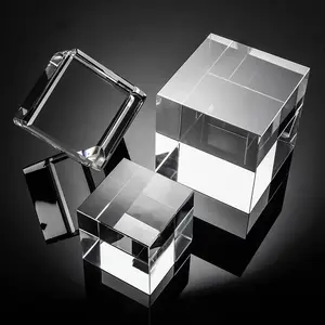 Cubo di cristallo K9 fermacarte in vetro con blocco cubo vuoto di cristallo Laser 3D all'ingrosso
