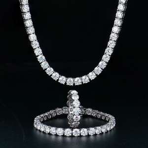 Collier de haute qualité WUZHOU 5 mm, plaqué rhodium, en argent S925, serti de moissanite certifiée GRA, chaîne tennis - Product Image 2