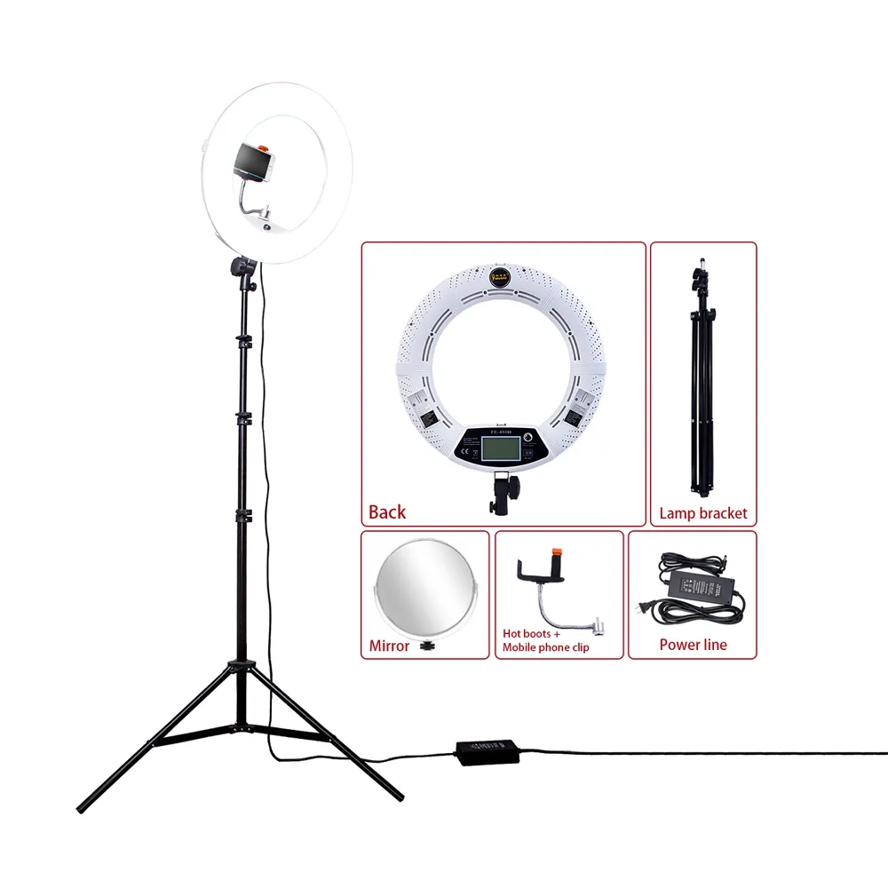 FOSOTO FE-480II 96W Bi-color Photo Studio Anello Lampada Della Luce con telecomando Per Youtube Trucco Video Illuminazione Anulare