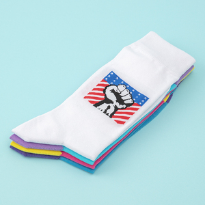 Calcetines con Estampado de Puño y Bandera Americana para Hombre y Mujer, Calcetines de Algodón con Bloques de Color - Product Image 4