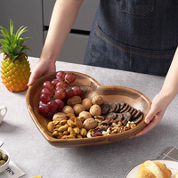 Houtzonplaat Dienblad Houten Kommen Voedsel Fruit Hartvormige Houten Schaal
