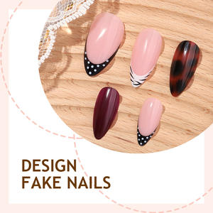 <span class=keywords><strong>Faux</strong></span> ongles à porter, longueur moyenne, motif léopard, motif <span class=keywords><strong>vache</strong></span>, finis, 24 pièces, pointes d'ongles en gros, vente chaude - Product Image 4