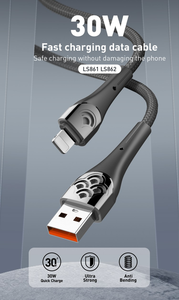LDNIO LS861 Bon marché Prix Bonne qualité 2.1A 1M PVC Type C Smart Mobile Téléphone haute vitesse Charge rapide Câbles de données USB 8PIN Micro - Product Image 2