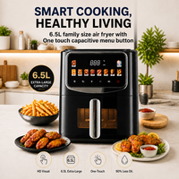 Friteuse à air électrique multifonction carrée de luxe 6,5 L en plastique numérique 2100W, testée qualité, pour cuire, rôtir, frire, usage familial
