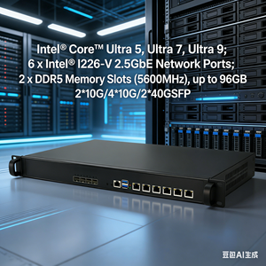 Serveur Pare-feu 1U Ultra 5-225H DR5 6 avec 2.5G LAN et prise en charge Pfsense, compatible 2*10G/4*10G/2*40G - Product Image 1