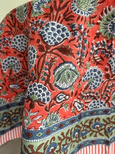 Vintage Block Print Cotton <b>Tablecloth</b> Handmade Floral Design Custom Logo Holiday Easter Thanksgiving Christmas New Year - Product Image 2