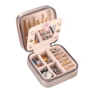 High-end Wholesale Box Jewelry Mini Size Portable Mirror Jewellery Case Leather Cardboard Jewelry Box
