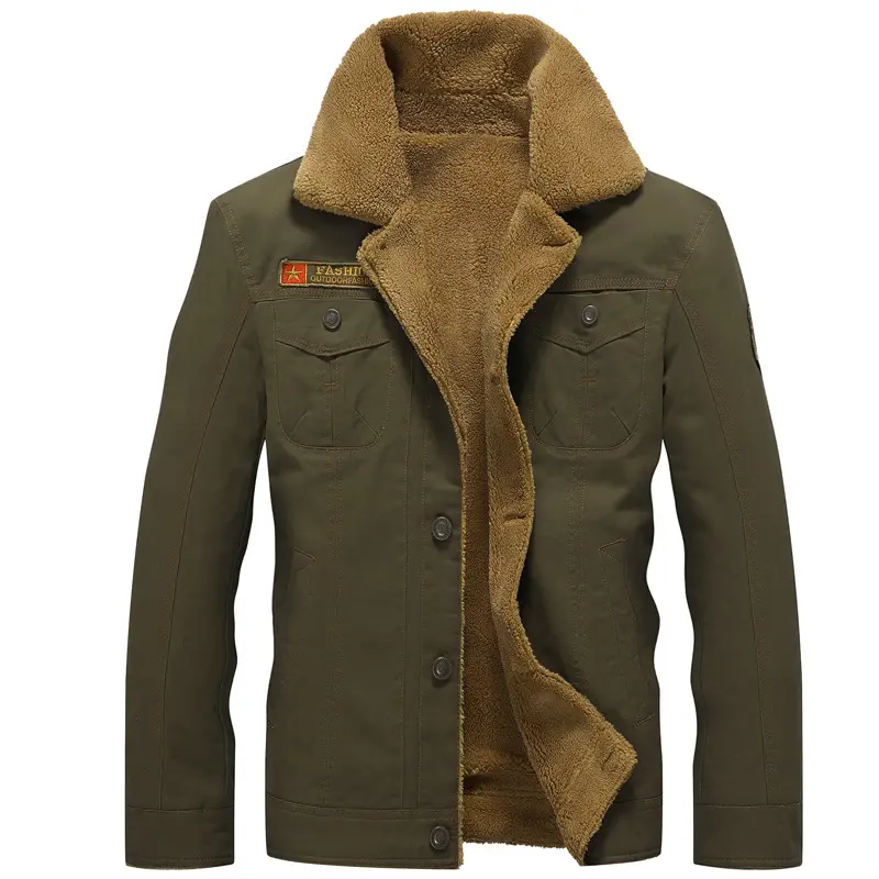 Veste d'hiver pour hommes Veste chaude pour hommes Col en fourrure Veste polaire pour hommes Nouvelle mode Manteau de couleur unie