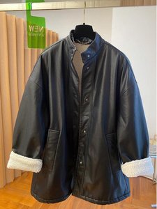 Giacca Lunga Casual Nera in Pelle PU Traspirante <span class=keywords><strong>con</strong></span> Bordo in Pelliccia da Donna, Collezione Autunno 2026 - Vendita all'Ingrosso - Product Image 3