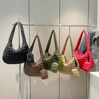 Vente en gros 2 en 1 sac à bandoulière plissé moelleux grande capacité sacs à bandoulière pour femmes sac à main avec petite pochette