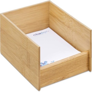 Plateau à documents en bois, plateau à papier DIN A4, <span class=keywords><strong>bureau</strong></span>, plat, plateau à lettres, aspect bambou, 25 x 33 cm, naturel, lot de 1 - Product Image 1