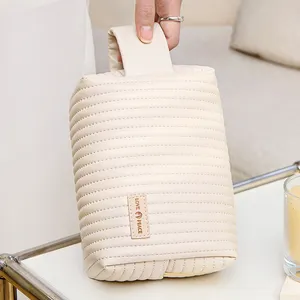 Travel Organizer Makeup Multi-functional Brush Pouch Bag Kosmetiktasche Large Capacity Pu Leather Customized Cosmetic Bag