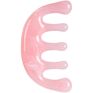 Cuerno portátil de mano moderno de lujo multifuncional Gua Sha rosa púrpura Sacalp meridiano masaje resina cinco dientes peine - Product Image 1