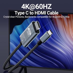 SYONG Alta Qualidade 4K 60Hz Bare Cooper USB-C para HDMI Adaptador Cabo Trançado, Tipo C para HDMI Cabo de Vídeo 4K para Computador HDTV - Product Image 2