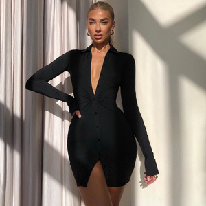 Modelos Populares de Alibaba, Cárdigan Plisado Sexy de Moda para <span class=keywords><strong>Mujer</strong></span>, Vestido Corto de Manga Larga para <span class=keywords><strong>Mujer</strong></span> - Product Image 3
