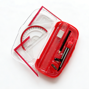 ชุดเครื่องเขียนคณิตศาสตร์พลาสติก 8 ชิ้น กล่องเรขาคณิตสำหรับนักเรียน ชุดเขียนแบบพร้อมวงเวียน ไม้บรรทัด สำหรับการสอบ - Product Image 6