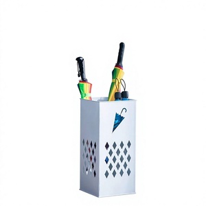 Porte-parapluie en fer forgé, support de rangement pour hall d'entrée, support de parapluie sur pied, organisateur multifonctionnel blanc 50 x - Product Image 1
