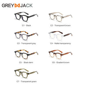 กรอบแว่นตาทรงรีสีเทาแจ็ค เรโทรป้องกันแสงสีฟ้าสำหรับผู้หญิง เลนส์พลาโน วัสดุ TR90 แบบเต็มกรอบ - Product Image 4