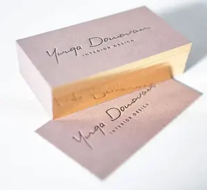 Custom Luxury Cotton Paper Cardboard Gold Silver Foil Embossed Business Card Printing