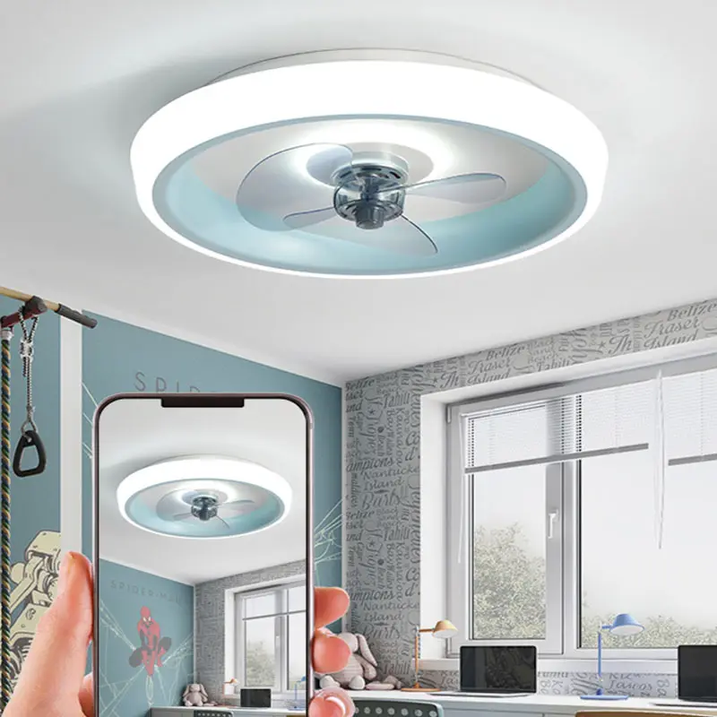 Fashion Design Bedroom Low Noise Smart App Control Dimmable LED 6 Speeds Ceiling Fan with Lights