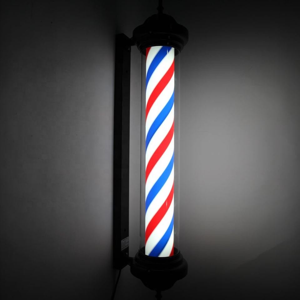 Cartel de barbero LED exterior Polo Barbero 77cm, motor sincronizado