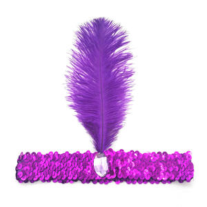 Serre-<span class=keywords><strong>tête</strong></span> <span class=keywords><strong>à</strong></span> plumes style Années 20 pour fête de carnaval, serre-<span class=keywords><strong>tête</strong></span> <span class=keywords><strong>à</strong></span> paillettes et plumes pour femme, coiffe élastique pour événement - Product Image 1