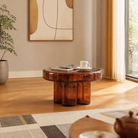 YOUTAI Meilleur prix Table basse moderne en verre trempé de haute qualité, coins arrondis, petite table à thé pour salon