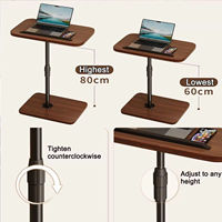 Table d'appoint pour petit espace, table à plateau unique en bambou avec rotation réglable à 360° pour table d'appoint pour collations