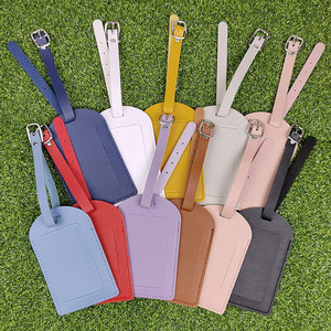 Étiquette à bagages en cuir PU de luxe, porte-cartes de visite, porte-passeport, personnalisable, léger, 13x9cm, horizontal/vertical, rabattable - Product Image 4