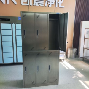 Casillero de Acero Inoxidable de 6 Compartimentos para Empleados, con Techo Plano, Ventilación, Puerta Ranurada, Barra para Ropa, Cerradura con Llave, para Laboratorio - Product Image 2