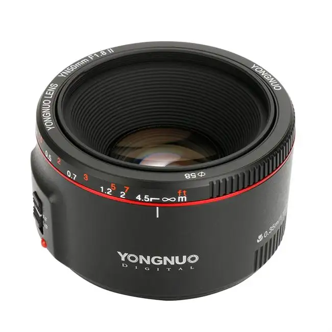 Yongnuo YN50MM F1.8 II AF/MF 0.35M Focus Distance Standard Prime Lens for EOS EF Mount