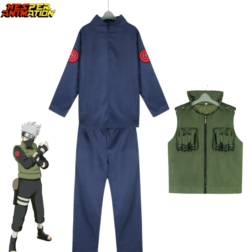 Set kostum cosplay karakter Narutoed Kakashi untuk Dewasa setelan kostum Cosplay Anime Narutoed Cos untuk pesta halloween