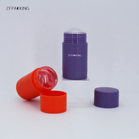 40g Vert Violet Bâton de Déodorant en Plastique Récipient Rond Twist Up Cosmétique Vide Bâton de Protection Solaire avec Couvercle Intérieur