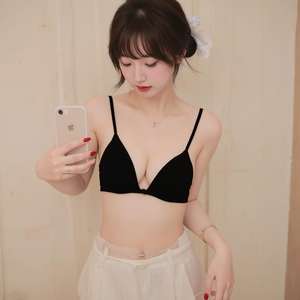 新款大码吊带衫胸垫黑色肩带无痕聚拢舒适文胸薄型模杯透气内衣 - Product Image 3