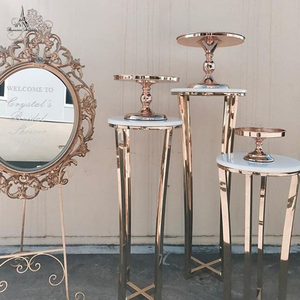 Simpson acciaio inox e MDF <span class=keywords><strong>torta</strong></span> Stand con <span class=keywords><strong>oro</strong></span> e bianco pilastri per la decorazione della tavola di nozze - Product Image 3