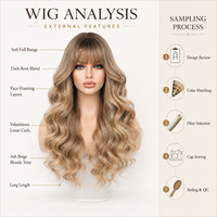 Perruque extra longue pour femme, blonde, bouclée à la française, effet vague d'eau, avec frange, 26 pouces, synthétique, sans colle, résistante à la chaleur, aspect naturel mat