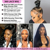 Perruque sans colle à dentelle transparente HD 360 Lace Afro bouclée, 100% cheveux humains, densité 180%, 22 pouces, pré-épilée, la plus vendue