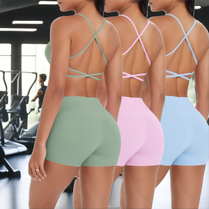 Conjunto Deportivo de Dos Piezas para Mujer, Personalizado, Transpirable, de Spandex y Nailon, Shorts, Ropa Deportiva, Verano, Fitness, Entrenamiento - Product Image 2