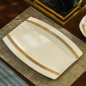 Wholesale Chinese Style Asian Zen Gold 60pcs <b>Bone</b> <b>China</b> Dinnerware <b>Set</b> Porcelain Plate <b>Set</b> Business Gifts On-glazed Dishwasher - Product Image 6