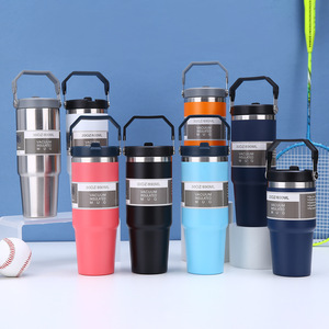 Vaso Térmico de Acero Inoxidable de 30oz con Asa y Popote, Mantiene Bebidas Frías o Calientes, Aislamiento al Vacío, Rendimiento Térmico de 6-12 Horas, para Mujer - Product Image 4