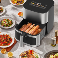 Friteuse à air électrique carrée 7L avec écran tactile, programmes prédéfinis et panier visuel