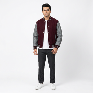 Veste universitaire pour homme de haute qualité, confortable, durable, élégante, en toile unie, avec col montant, imperméable et coupe-vent - Product Image 1