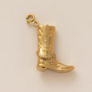 Jimat sepatu & bot koboi | 18K liontin Fashion besi tahan karat berlapis emas PVD untuk membuat perhiasan | Tahan air & hipoalergenik - Product Image 4